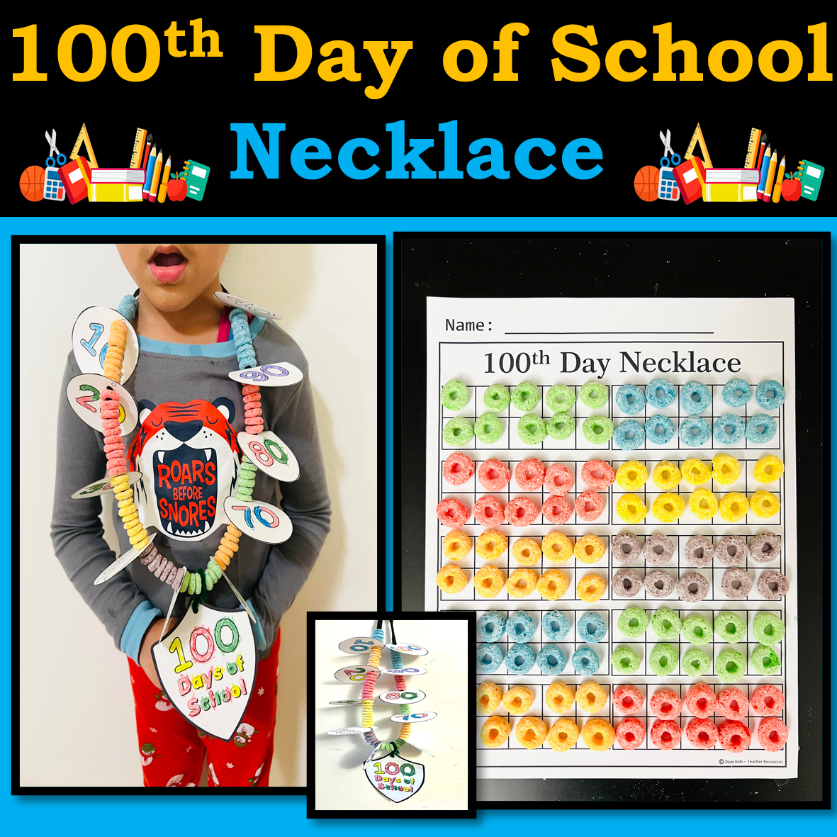 100Th Day Of School Necklace Activities | Madeteachers throughout 100Th Day Necklace Printable