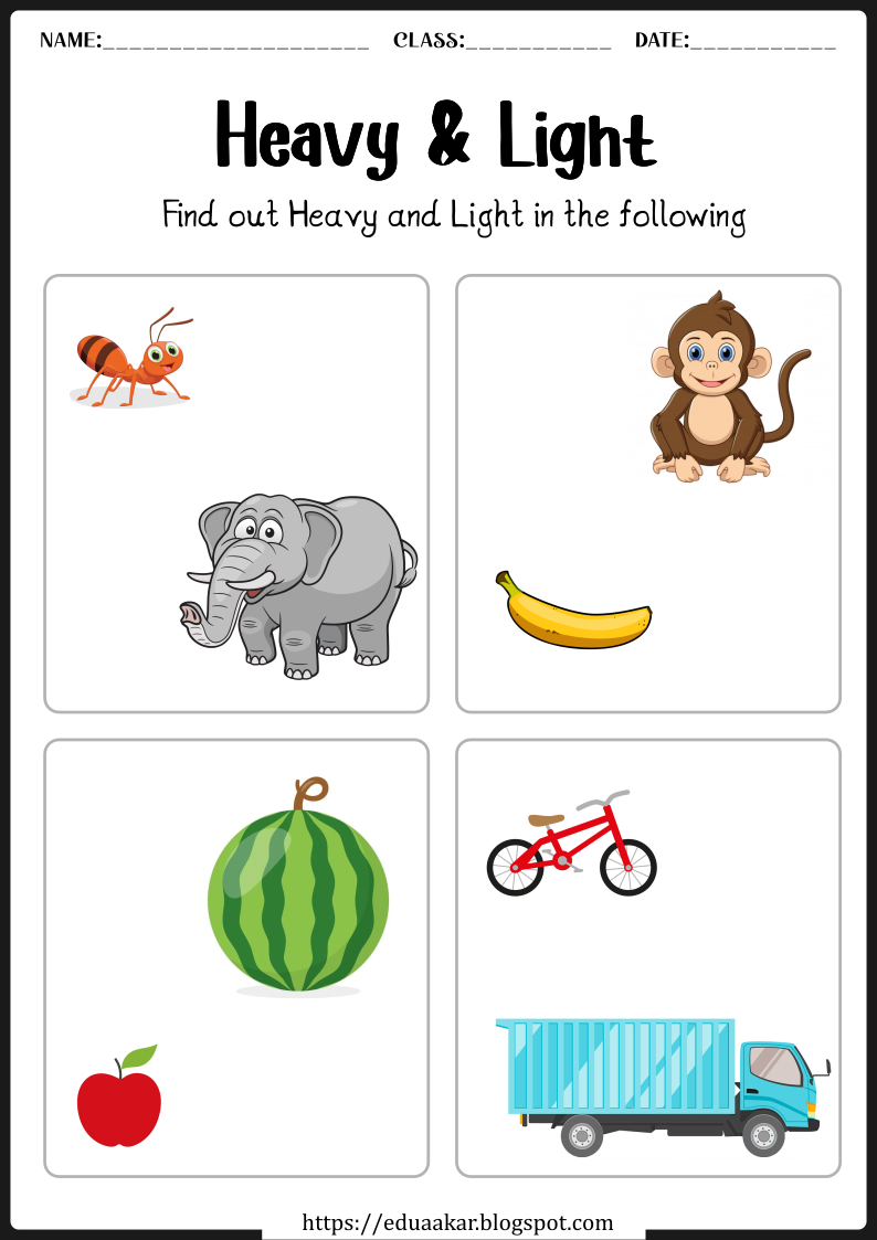 11 Heavy And Light Worksheets Ideas | Heavy And Light, Worksheets regarding Heavier Or Lighter Worksheet Printable