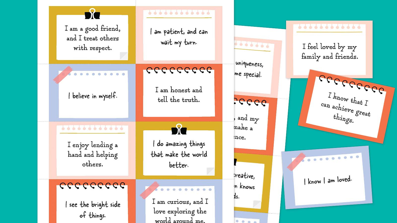111 Daily Positive Affirmations For Kids (Free Printable Cards) throughout Free Printable Affirmation Cards For Students