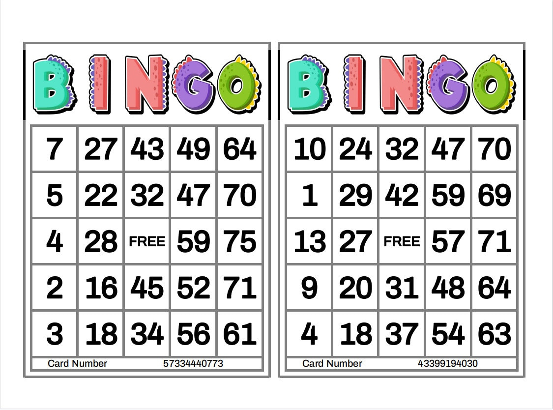 1200 Printable Bingo Cards, 2 Per Page, Large, Activities For intended for Bingo Cards 1 75 Printable
