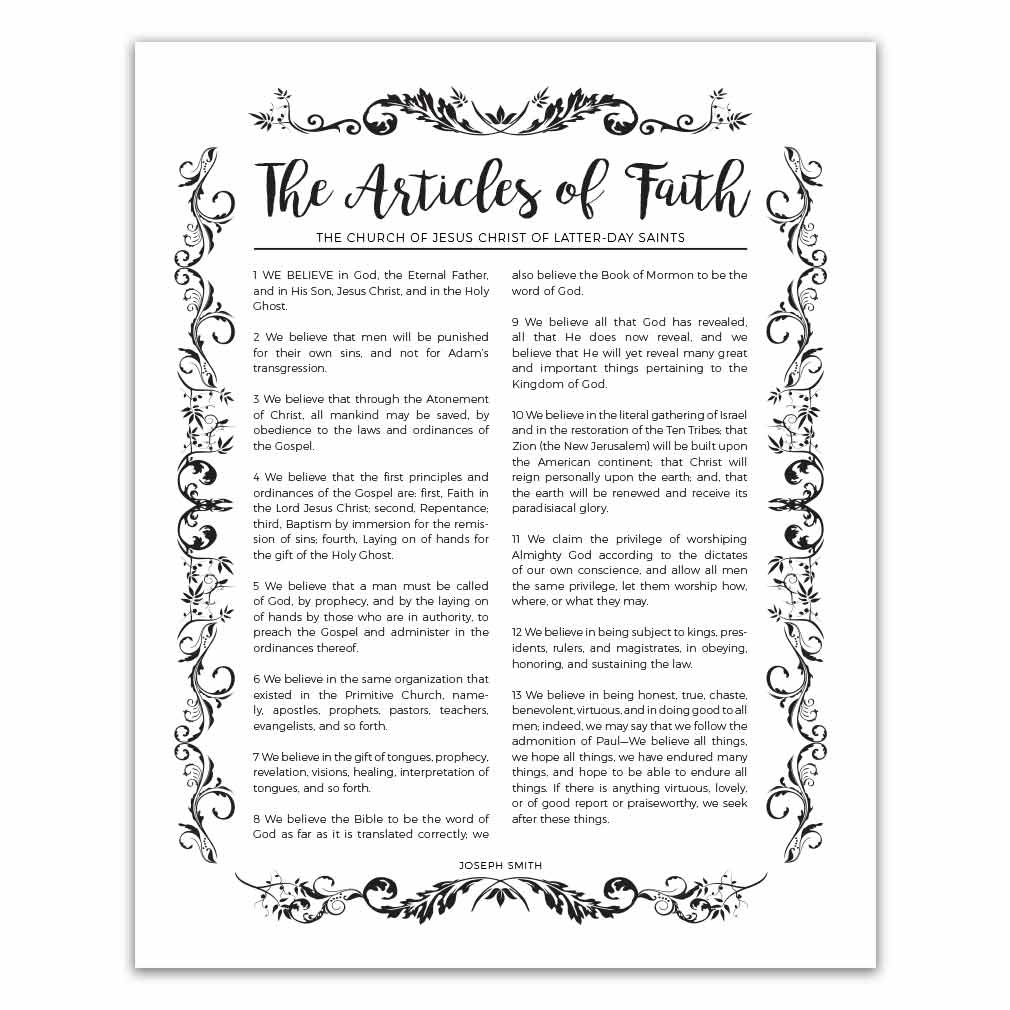 13 Articles Of Faith Lds Printable - Printable Party Favors regarding Articles Of Faith Printables