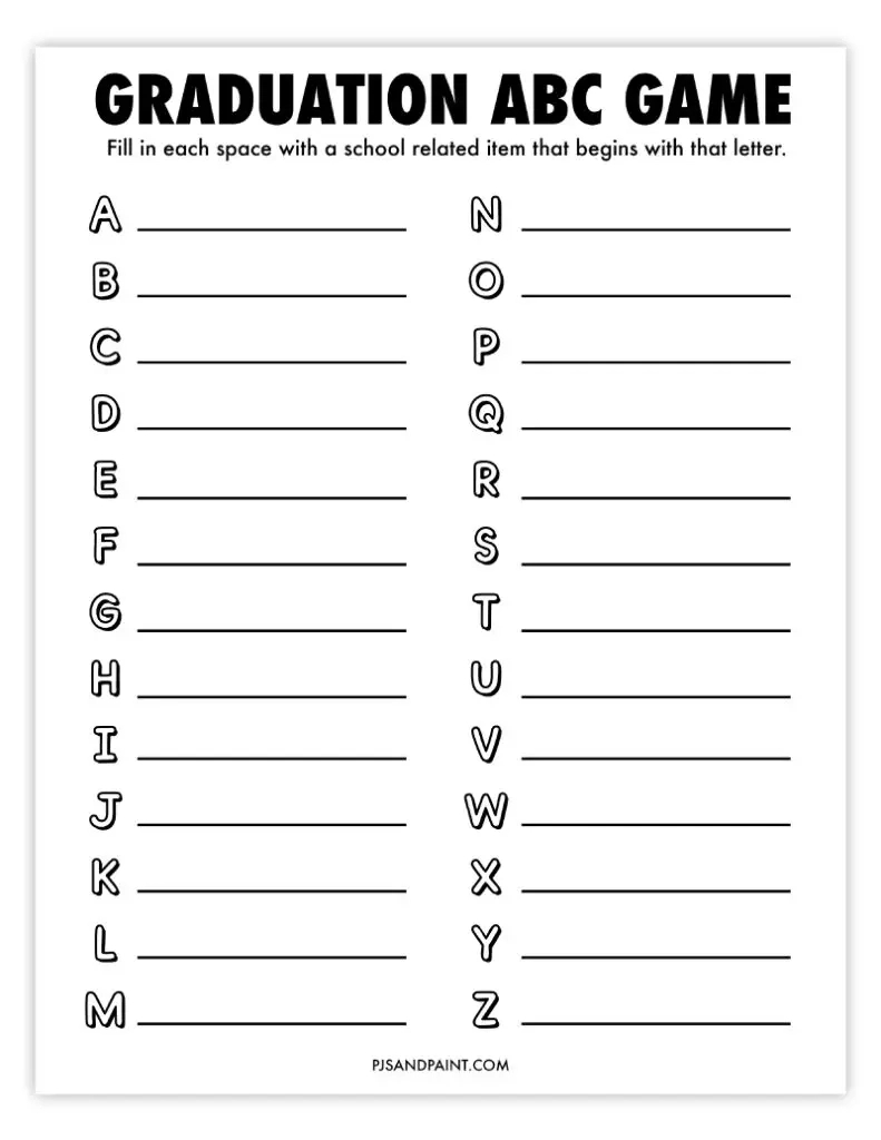 15 Free Printable Graduation Games And Activities - Pjs And Paint inside Free Printable Graduation Party Games
