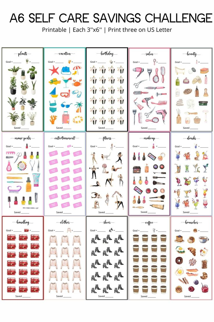15 Self Care Printable Savings Challenge Bundle A6 Saving Tracker pertaining to A6 Savings Challenge Free Printable