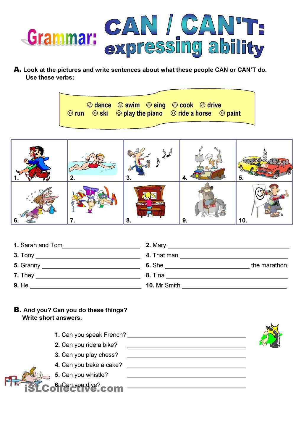 16 Can Cant Ideas | Teaching English, English Activities, English with regard to Speaking Worksheets Printable Pinterest