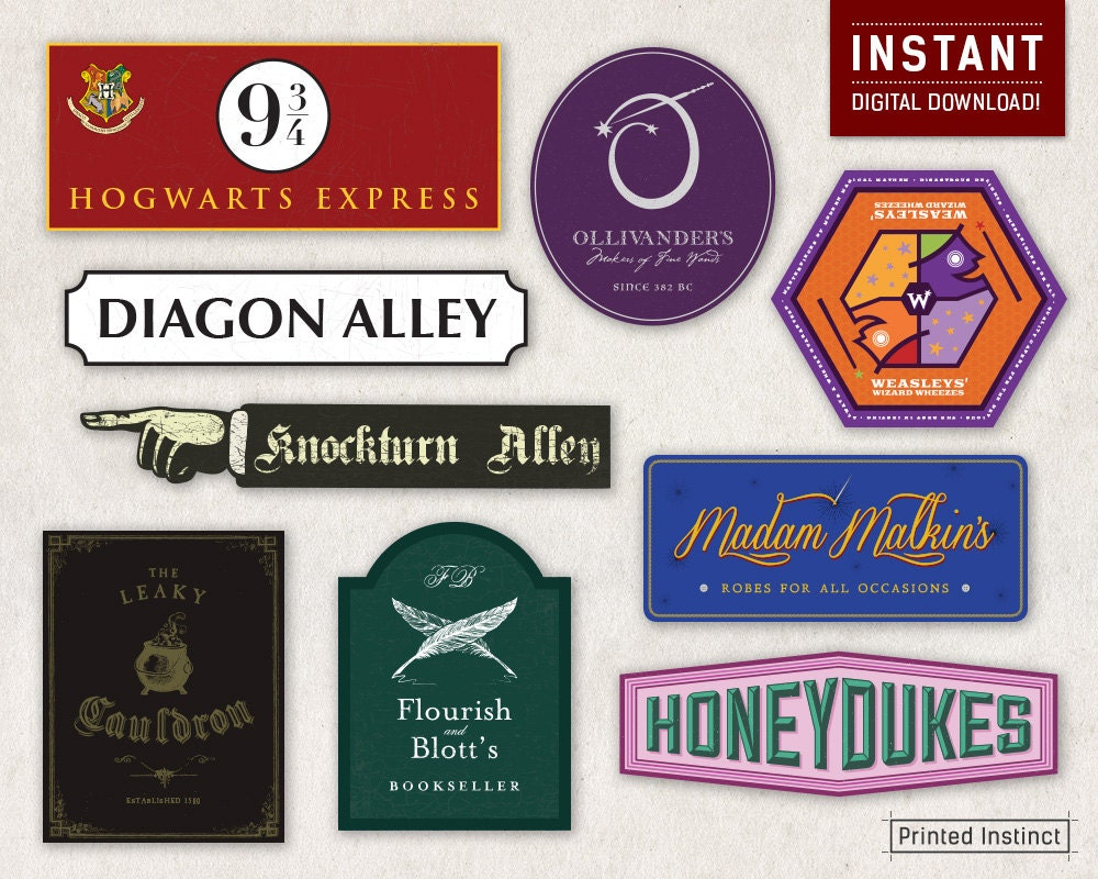 17 Diagon Alley Signs Harry Potter Party Wtihpropprintables intended for Diagon Alley Shop Signs Printable Free