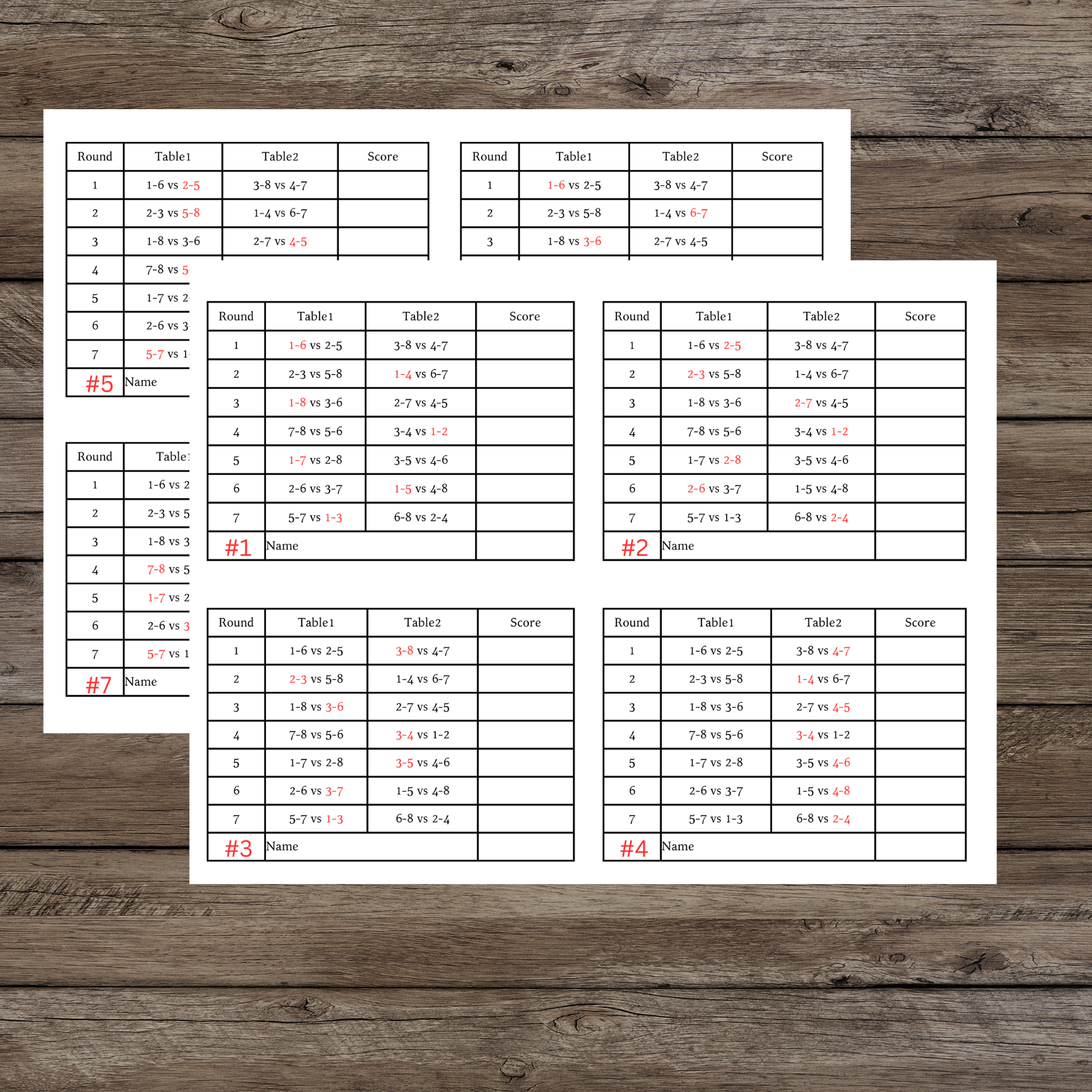 2 Tables Progressive Bridge Tally 8 Person(Instant Download) throughout Free Printable Bridge Tally Sheets