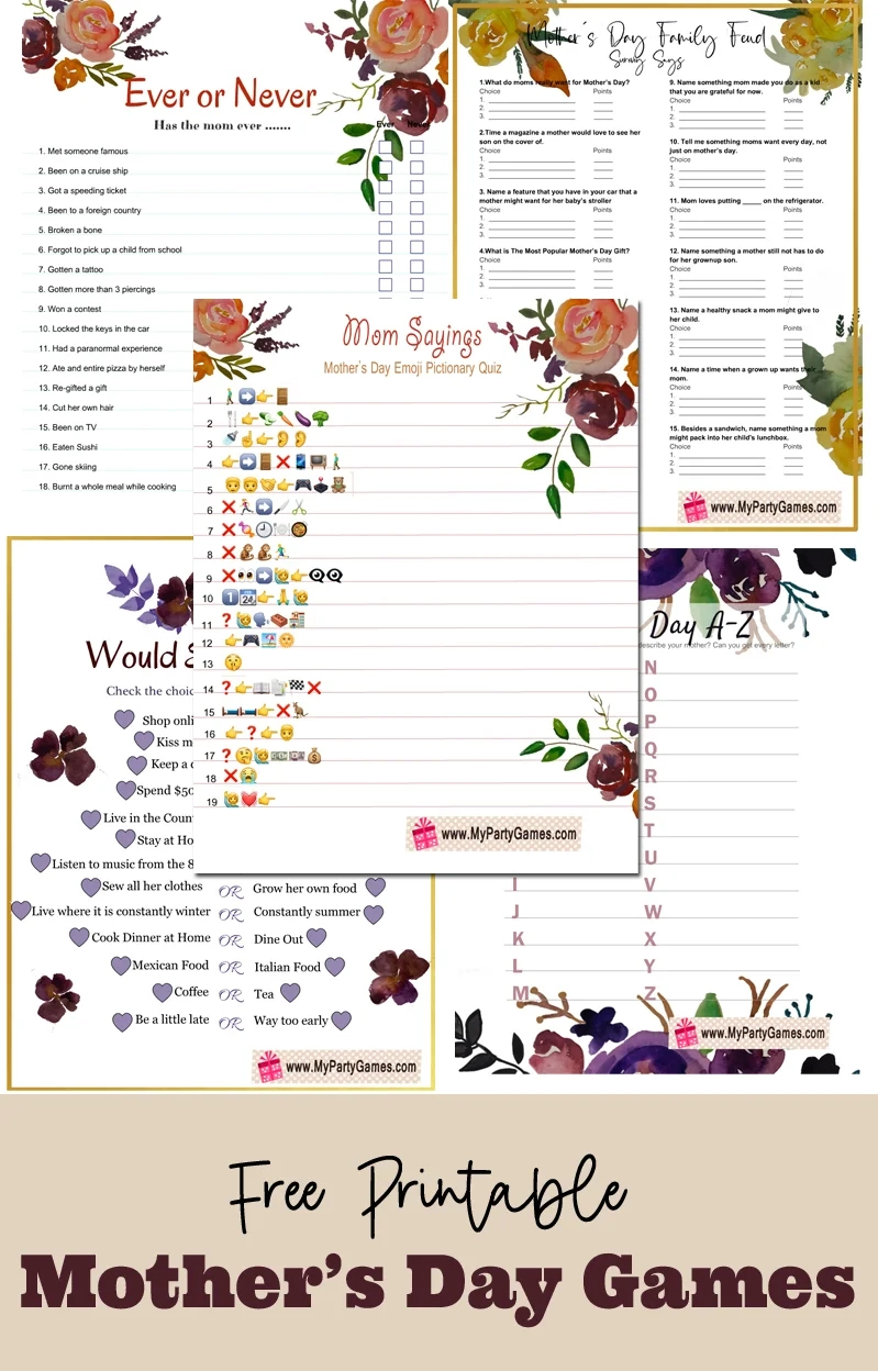 20 Free Printable Mother&amp;#039;S Day Games for Mother&amp;#039;S Day Trivia Questions And Answers Printable