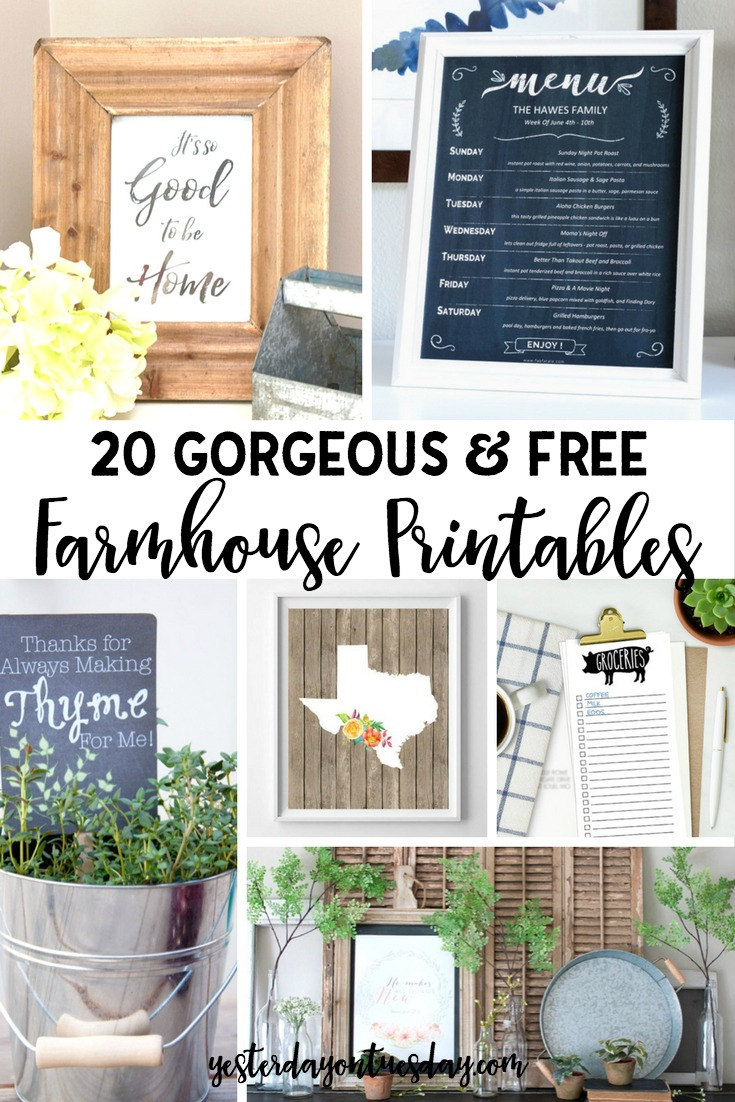 20 Gorgeous And Free Farmhouse Printables | Yesterday On Tuesday in Free Farmhouse Printables