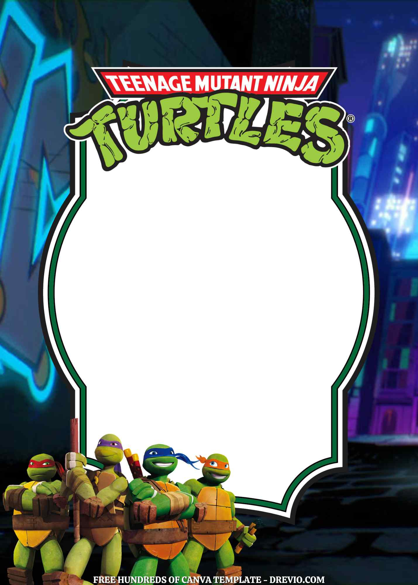 20+ Teenage Mutant Ninja Turtles Canva Birthday Invitation intended for Free Printable Ninja Turtle Invitations