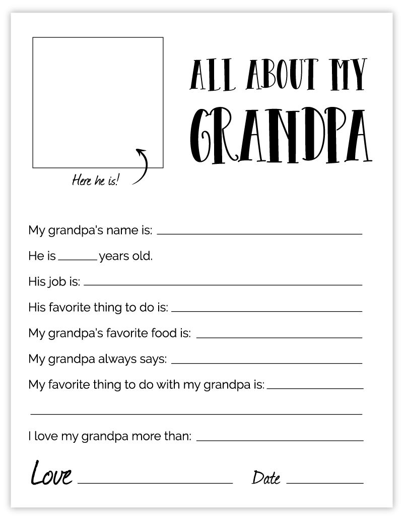 21 Time Capsule Ideas | Grandparents Day, Time Capsule, Mothers with regard to All About My Grandpa Free Printable