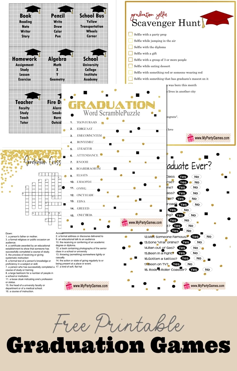 24 Free Printable Graduation Games inside Free Printable Graduation Games