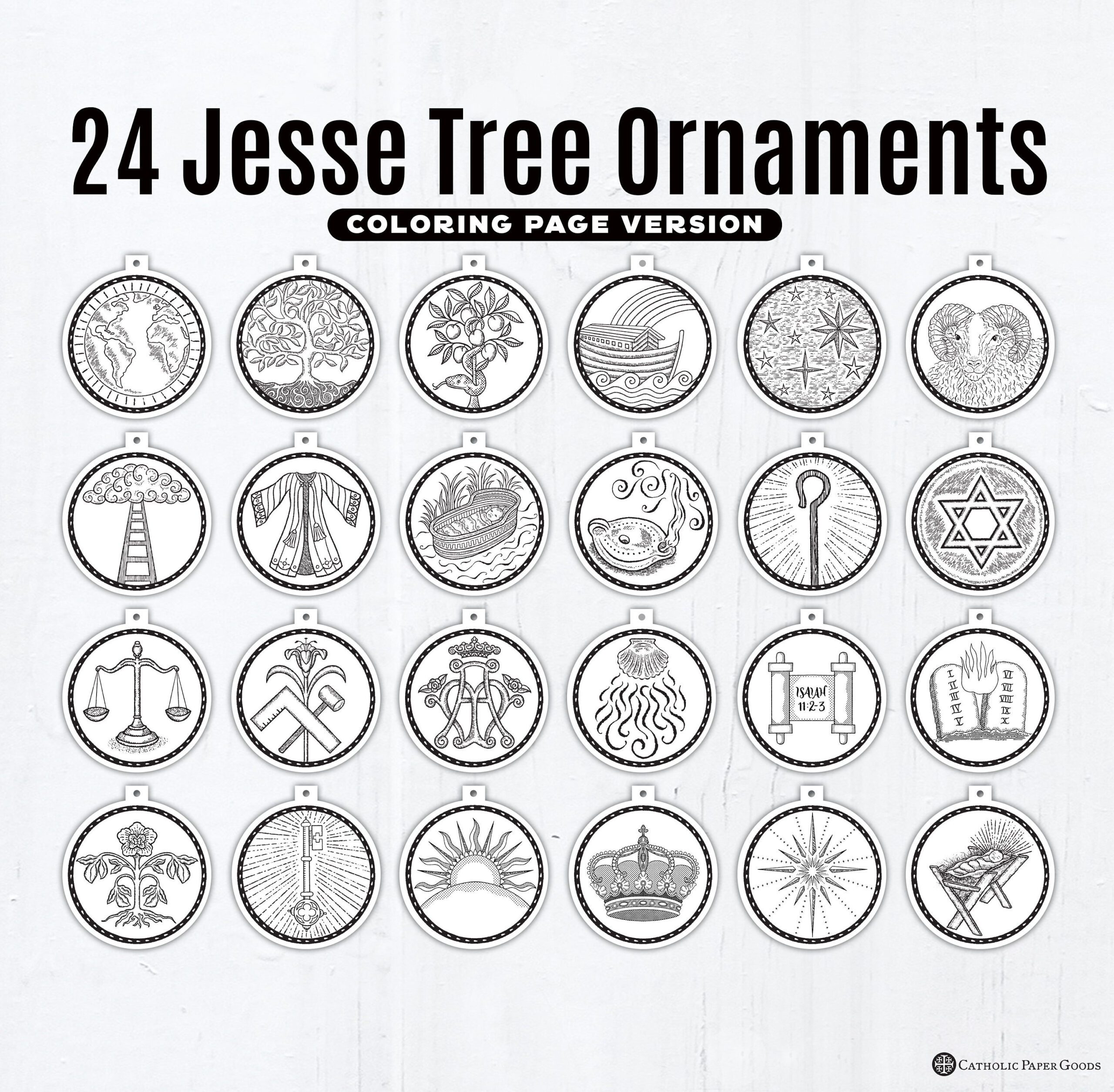 24 Jesse Tree Printable Ornaments Pdf, Coloring Page Ornaments regarding Jesse Tree Ornaments Printable Free