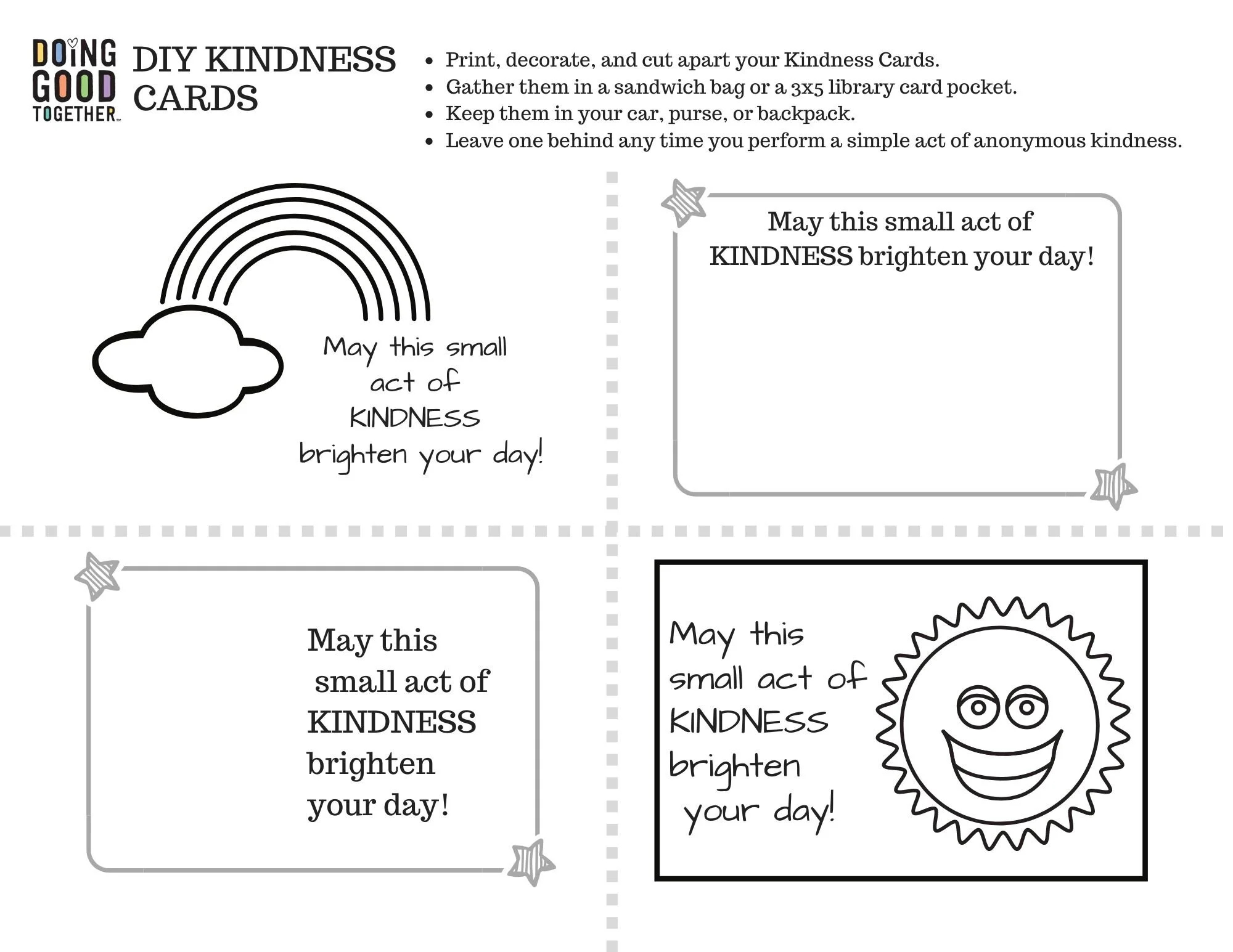 24+ Quick Acts Of Kindness For Families — Doing Good Together™ intended for Free Printable Kindness Notes