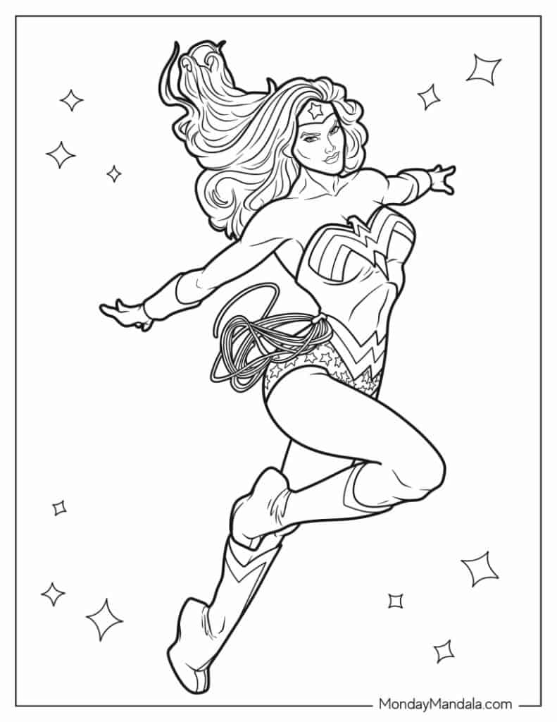 24 Wonder Woman Coloring Pages (Free Pdf Printables) in Free Printable Wonder Woman