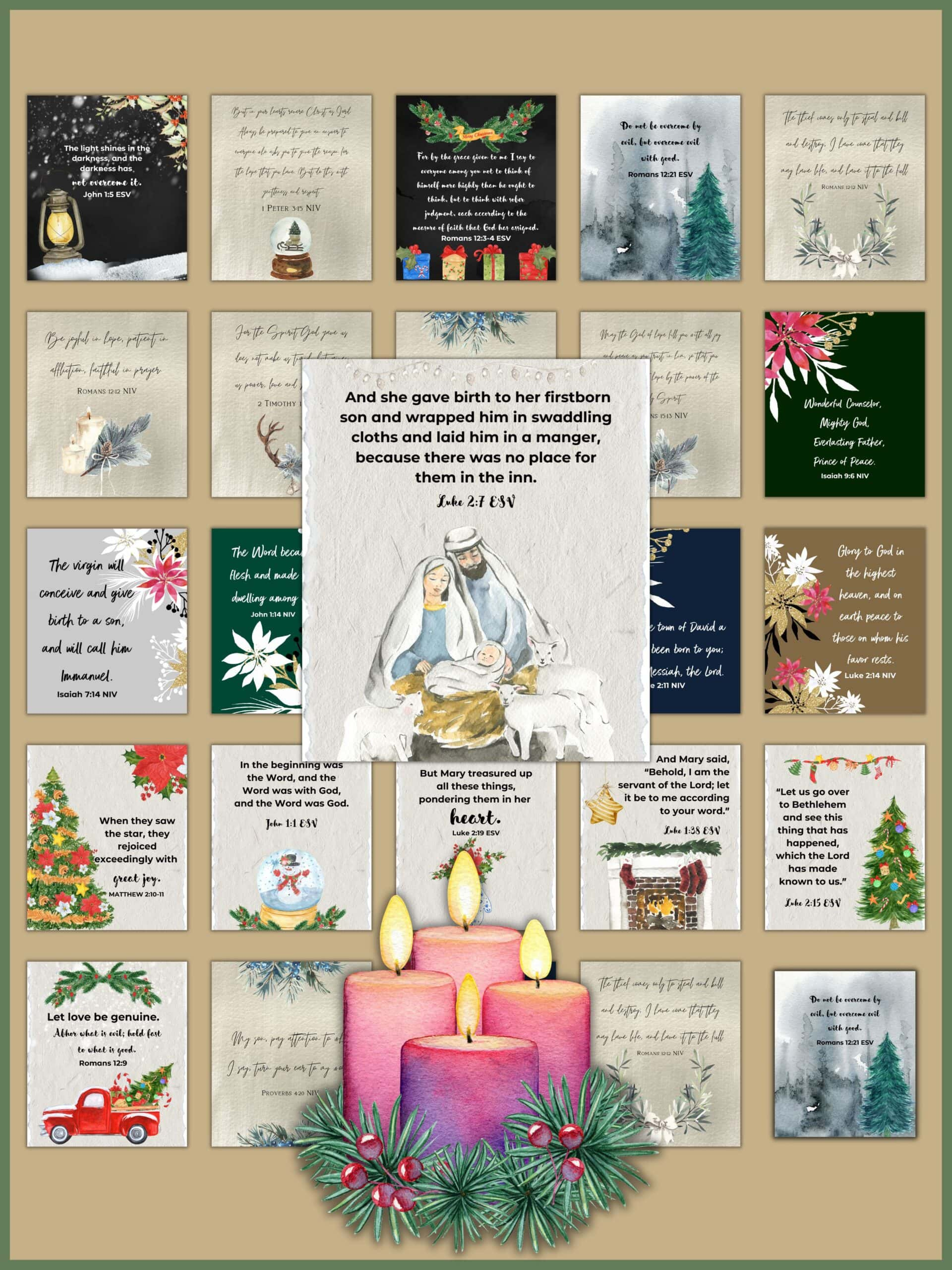 25 Advent Calendar Bible Verses With Advent Cards | Healing Home within Free Printable Advent Verses