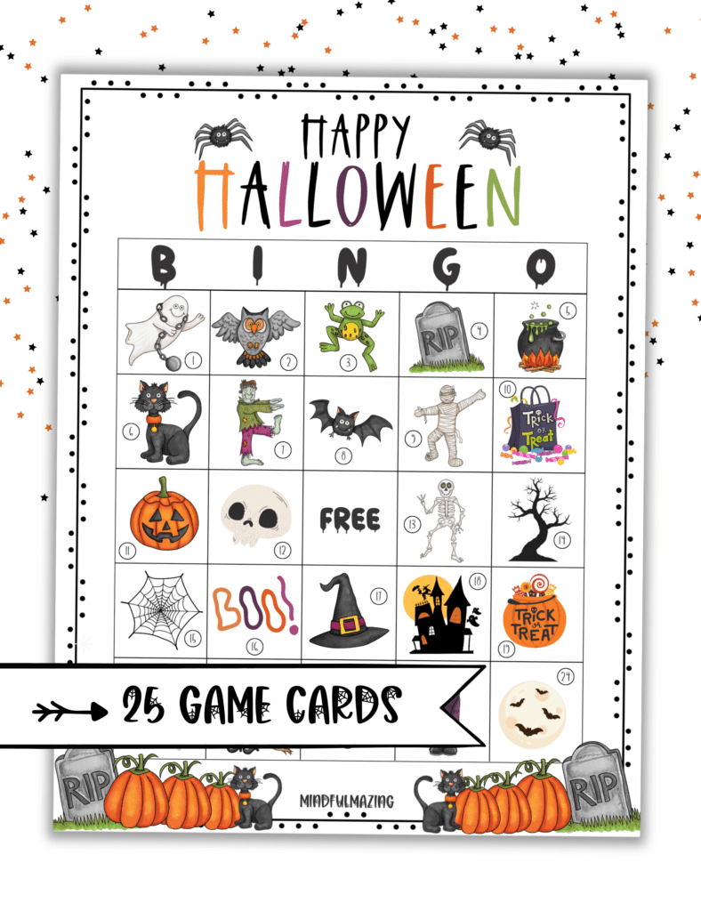 25 Free Printable Halloween Bingo Cards For Kids • Mindfulmazing inside Halloween Bingo Cards Free