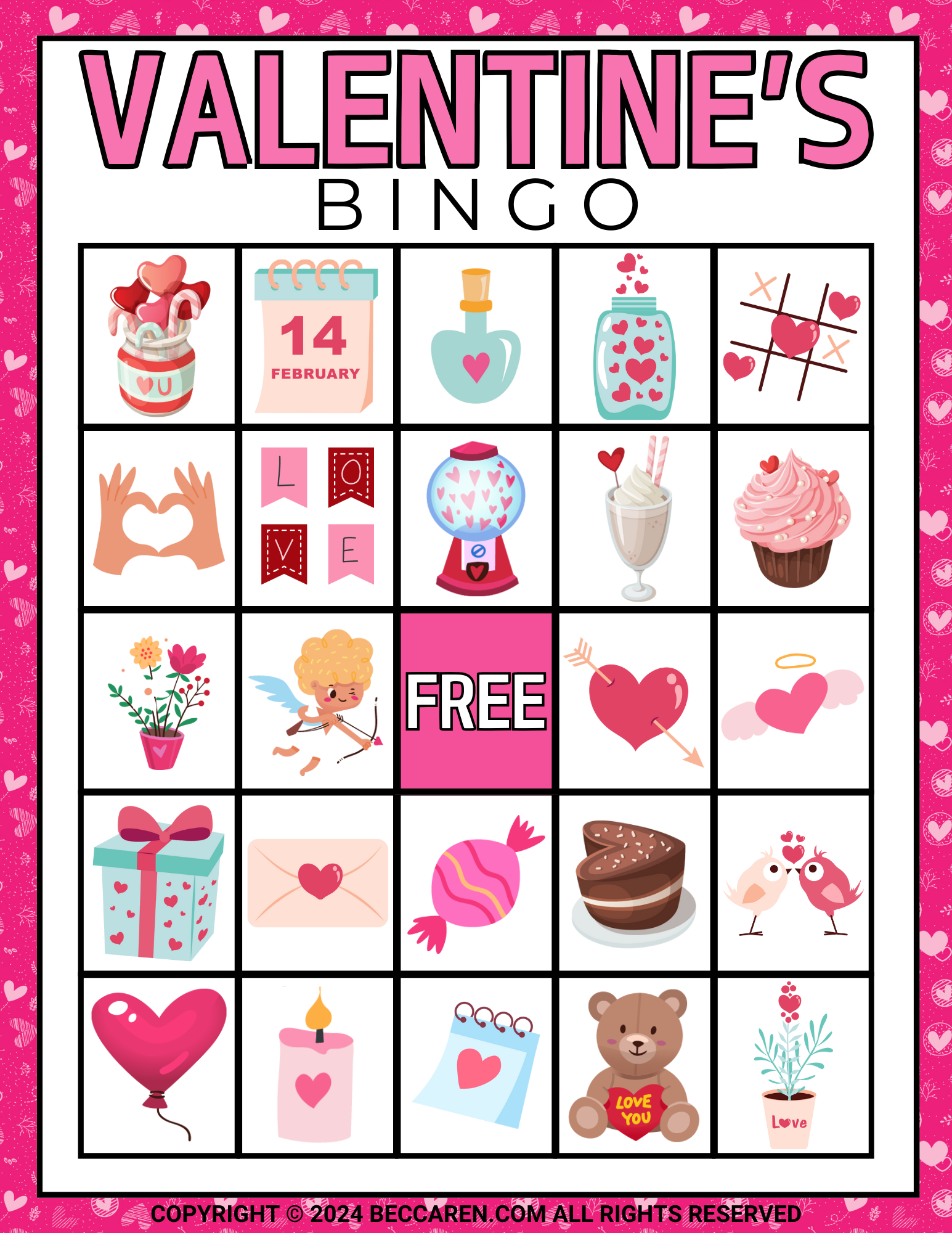 25 Free Valentine&amp;#039;S Bingo Cards - throughout Free Printable Valentine Bingo Cards For Large Groups