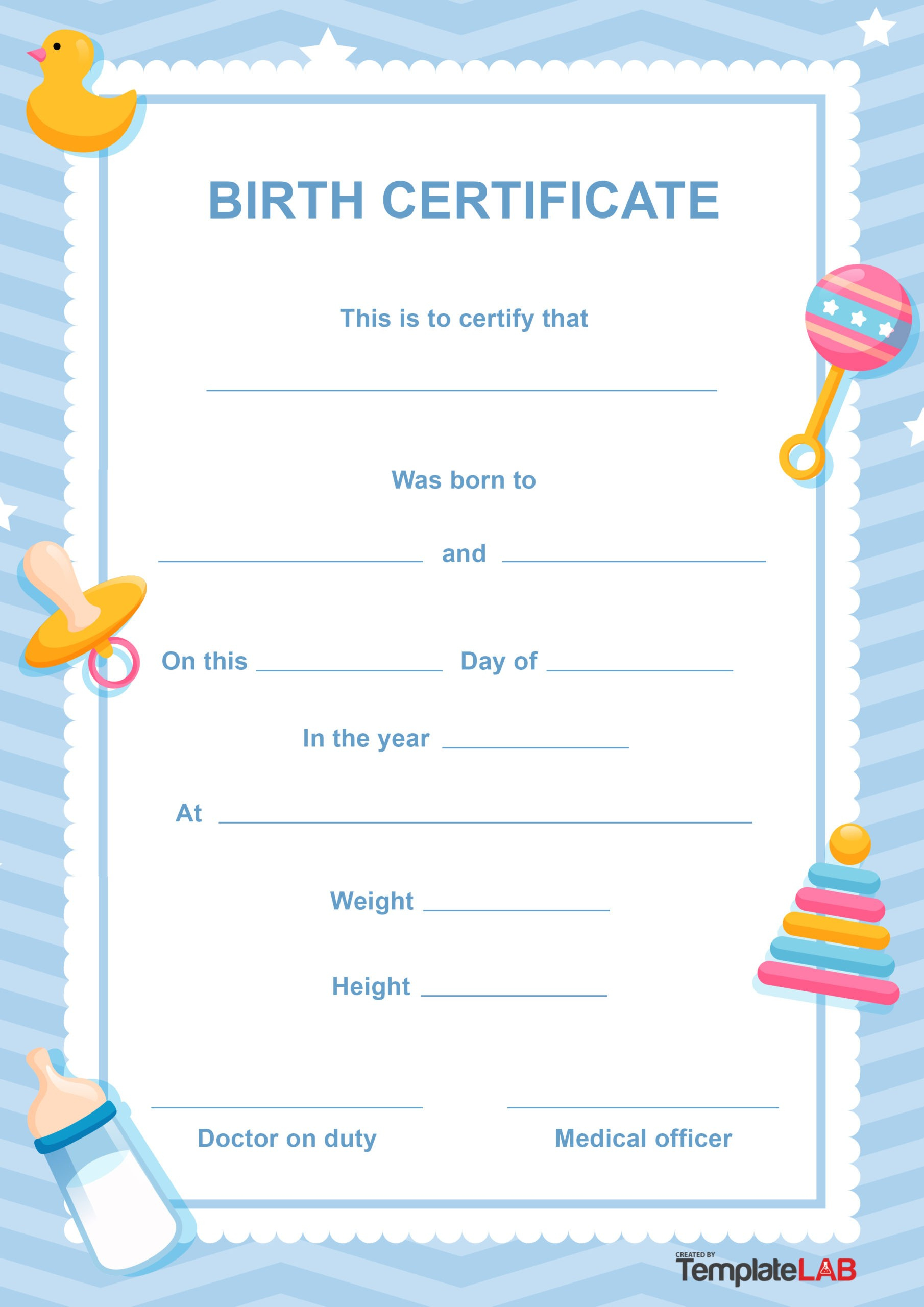 27 Birth Certificate Templates (Word, Ppt &amp;amp; Pdf) ᐅ Templatelab in Free Printable Doll Birth Certificate