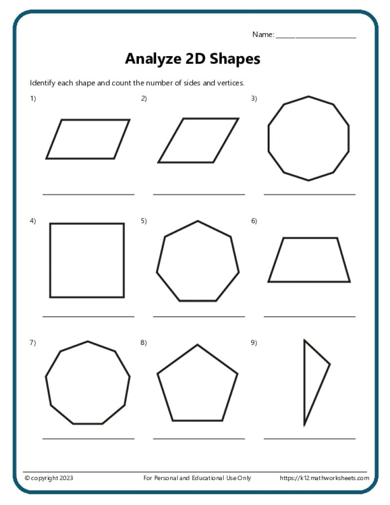 2D Shapes Worksheets within Circle And Hexagon Shapes Worksheet Printable