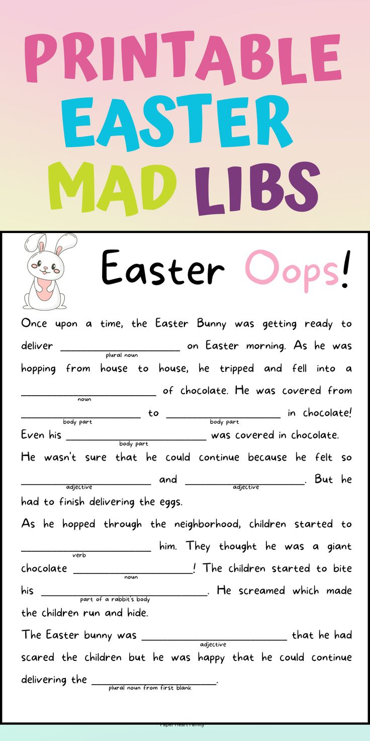 3 Free Printable Easter Mad Libs in Easter Mad Libs Printable