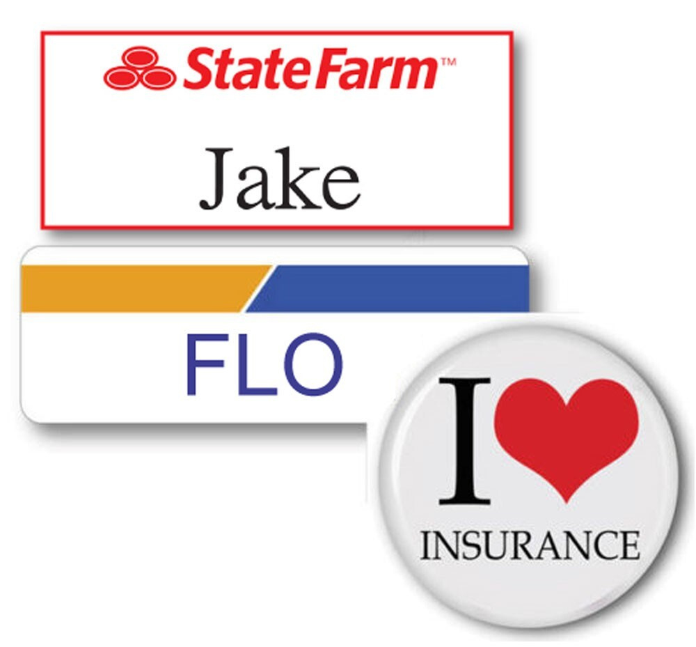 3 Piece Jake State Farm &amp;amp; Flo Progressive Name Badge Halloween regarding Jake From State Farm Name Tag Printable Free