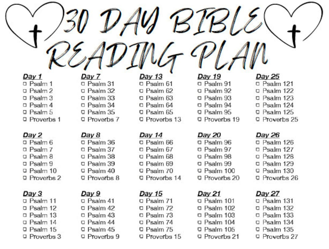 30 Day Bible Reading Plan - Psalms And Proverbs - Etsy with regard to Printable 30 Day Bible Reading Plan