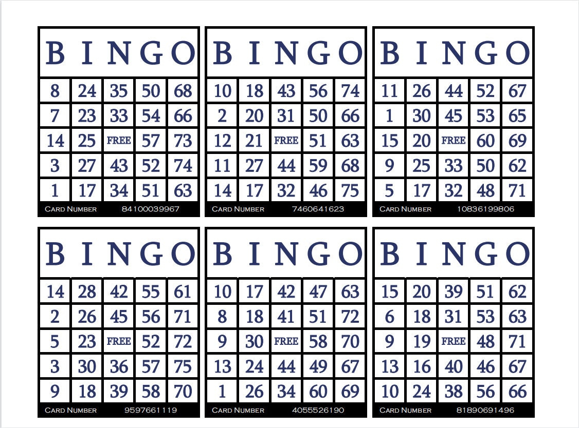 3600 Printable Bingo Cards, 6 Per Page, Large, Activities For with Bingo Cards For Print