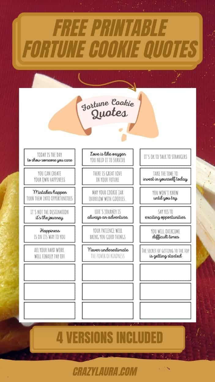4 Free Printable Fortune Cookie Quotes intended for Fortune Cookie Messages Printable