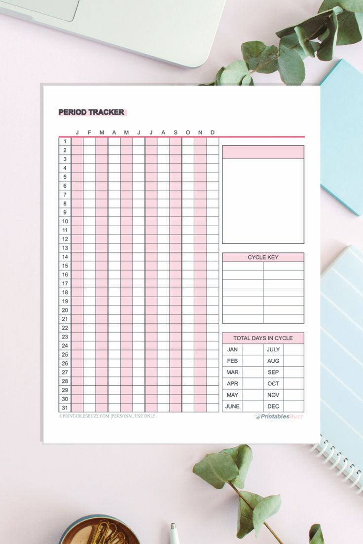 4 Free Printable Period Trackers - Planner Template Download intended for Free Printable Period Tracker