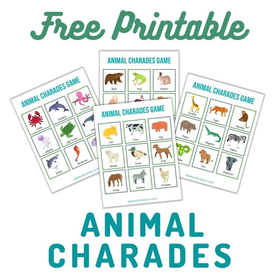 45 Free Printable Animal Charades Cards {All Ages!} - Make Life Lovely for Free Printable Charades Cards With Pictures