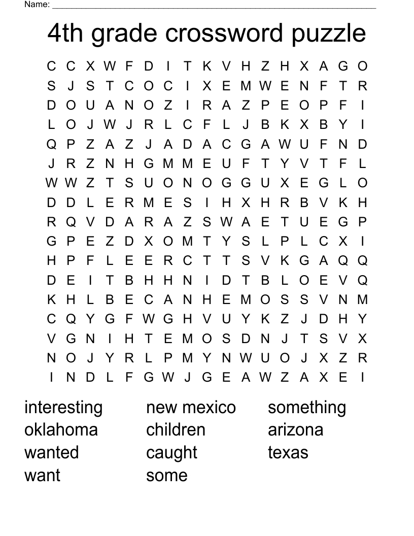4Th Grade Crossword Puzzle Word Search - Wordmint for Printable Crossword Puzzles For 4th Graders