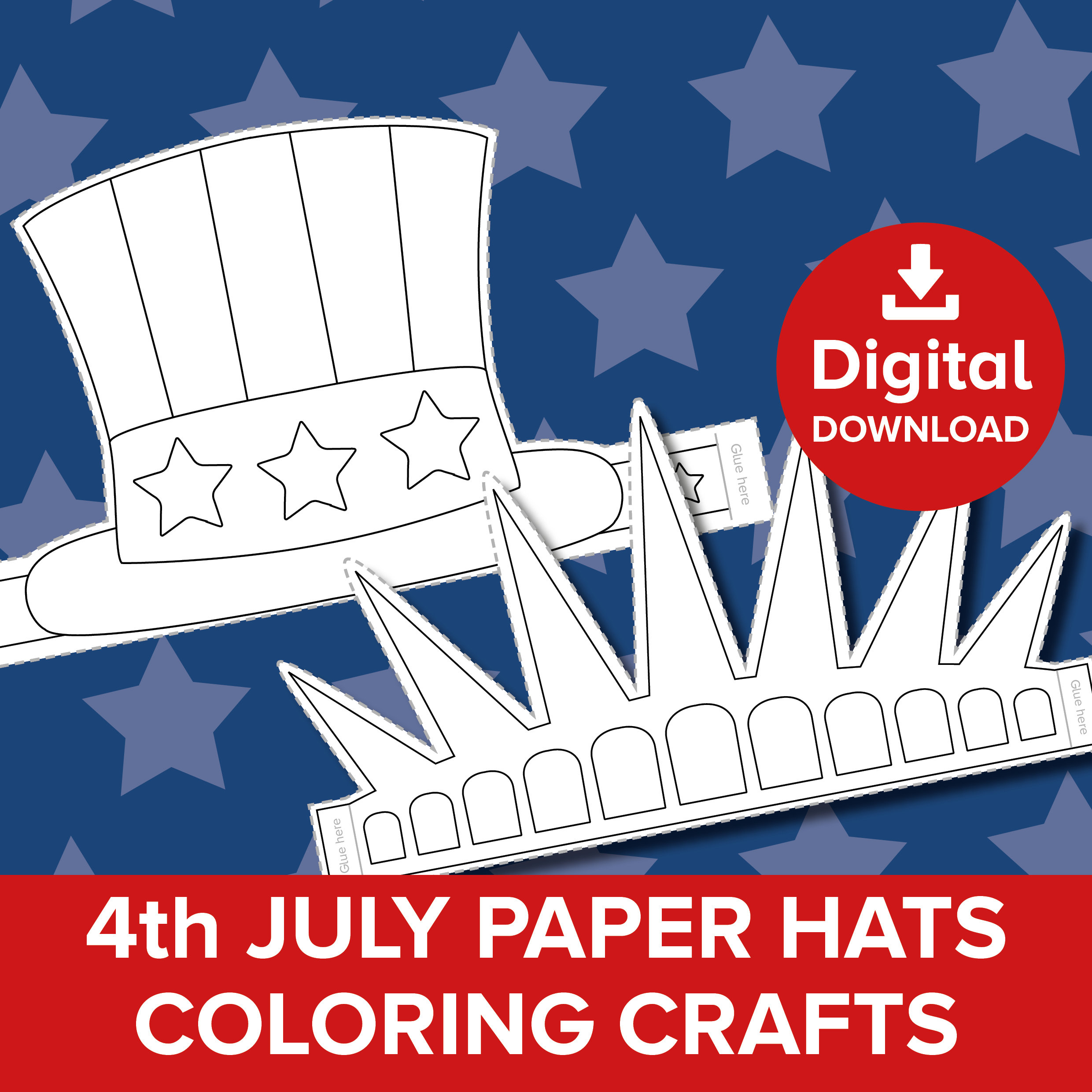 4Th July Paper Hats Craft: Usa Independence Day Printable (Pdf for 4Th Of July Hat Printable