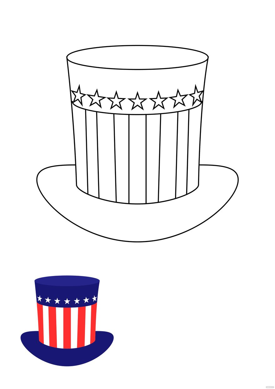 4Th Of July Hat Coloring Page In Pdf, Jpg - Download | Template throughout 4Th Of July Hat Printable