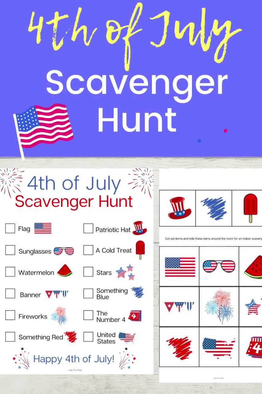 4Th Of July Scavenger Hunt With Cards To Hide, Indoor Independence Day Scavenger Hunt, Students Activity, Patriotic Game For Kids intended for 4Th Of July Scavenger Hunt Printable