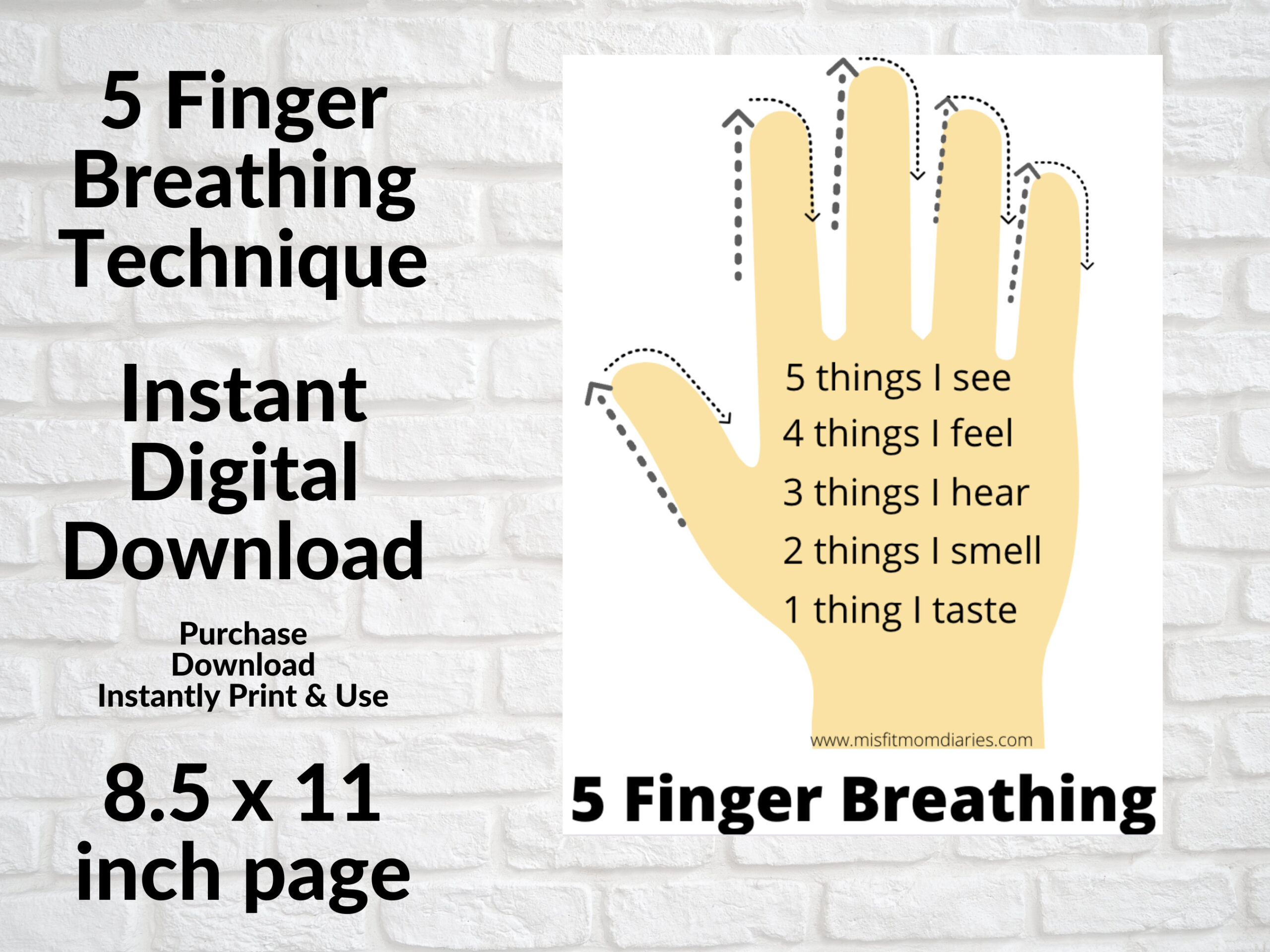 5 Finger Breathing Printable|Breathing Visual Aid|Mindfullness throughout 5 Finger Breathing Printable