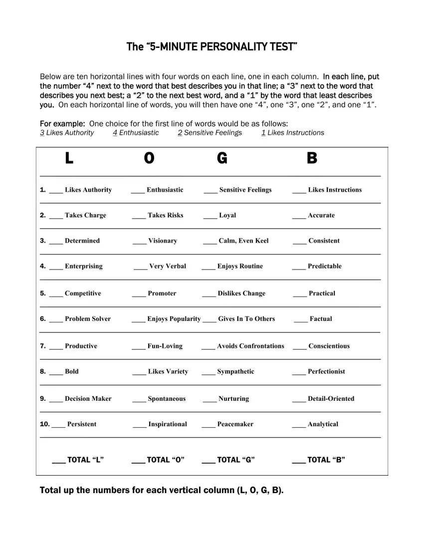 5 Minute Personality Test ≡ Fill Out Printable Pdf Forms Online throughout Bird Personality Test Printable