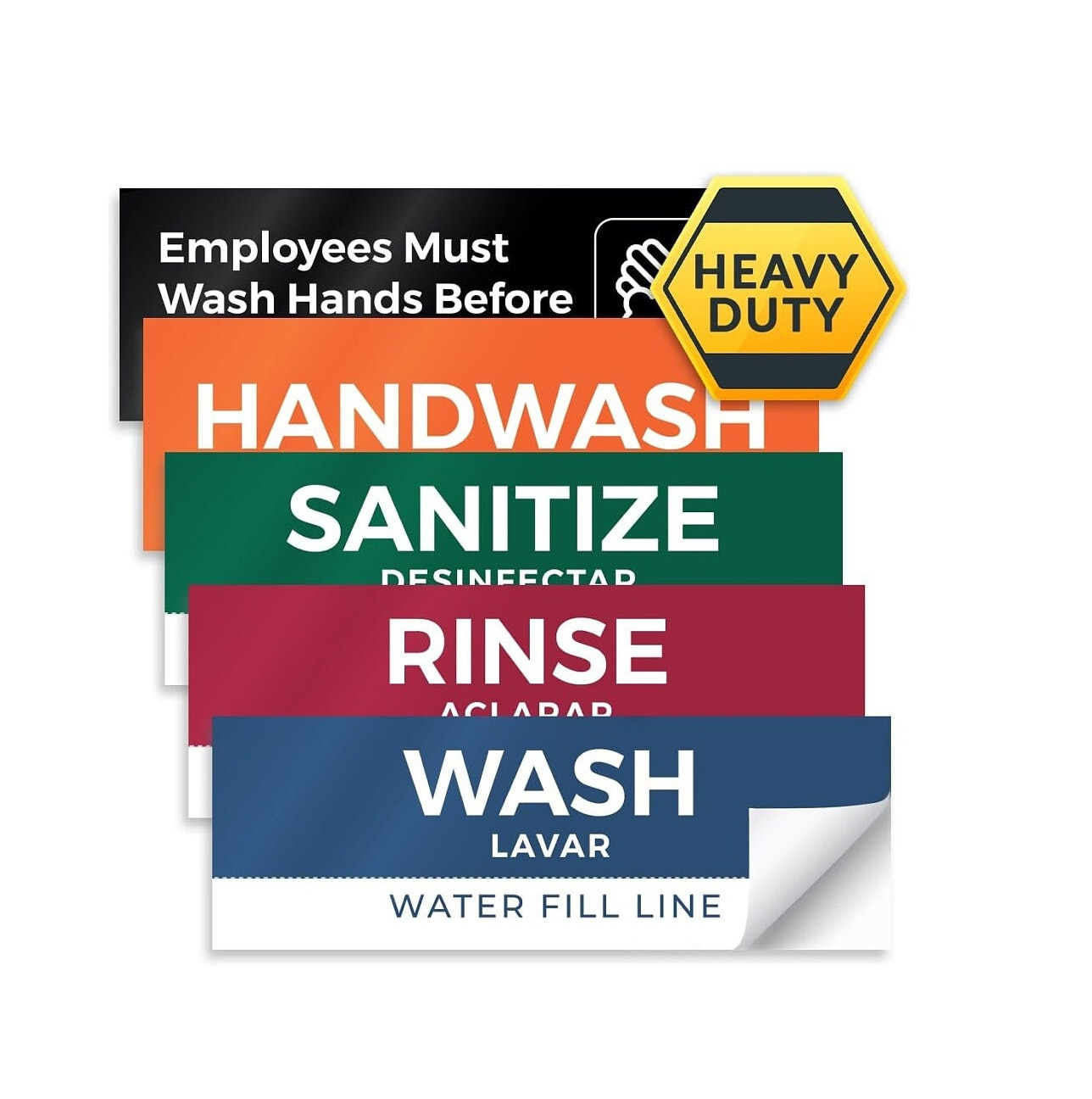 5 Pack Wash Rinse Sanitize Sink Labels, Waterproof Sticker Signs pertaining to Free Printable Wash Rinse Sanitize Signs