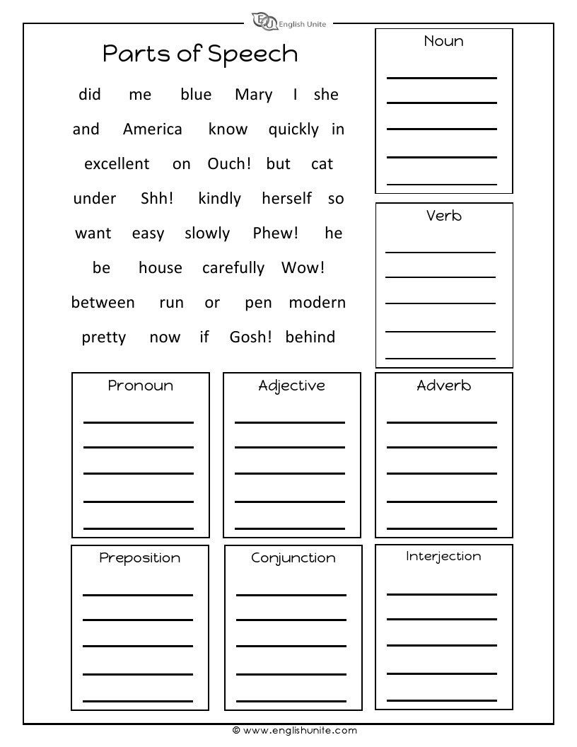 50 Best Parts Of Speech Worksheets Ideas | Parts Of Speech, Parts inside Speaking Worksheets Printable Pinterest