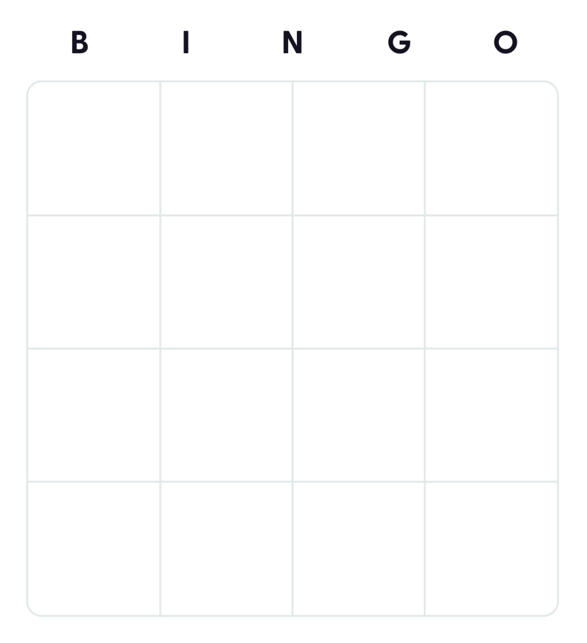 50+ Free Printable Blank Bingo Card Templates - Bingo Card Creator intended for Blank Bingo Cards 4X4