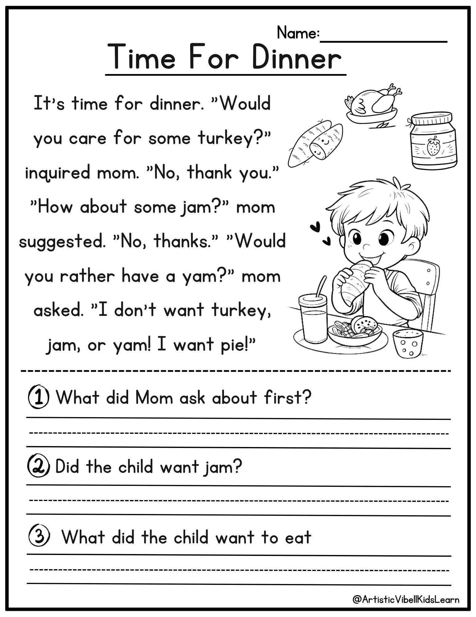 50 Kindergarten 1St Grade Reading Comprehension Passages with Reading Worksheets Printable For Grade 1
