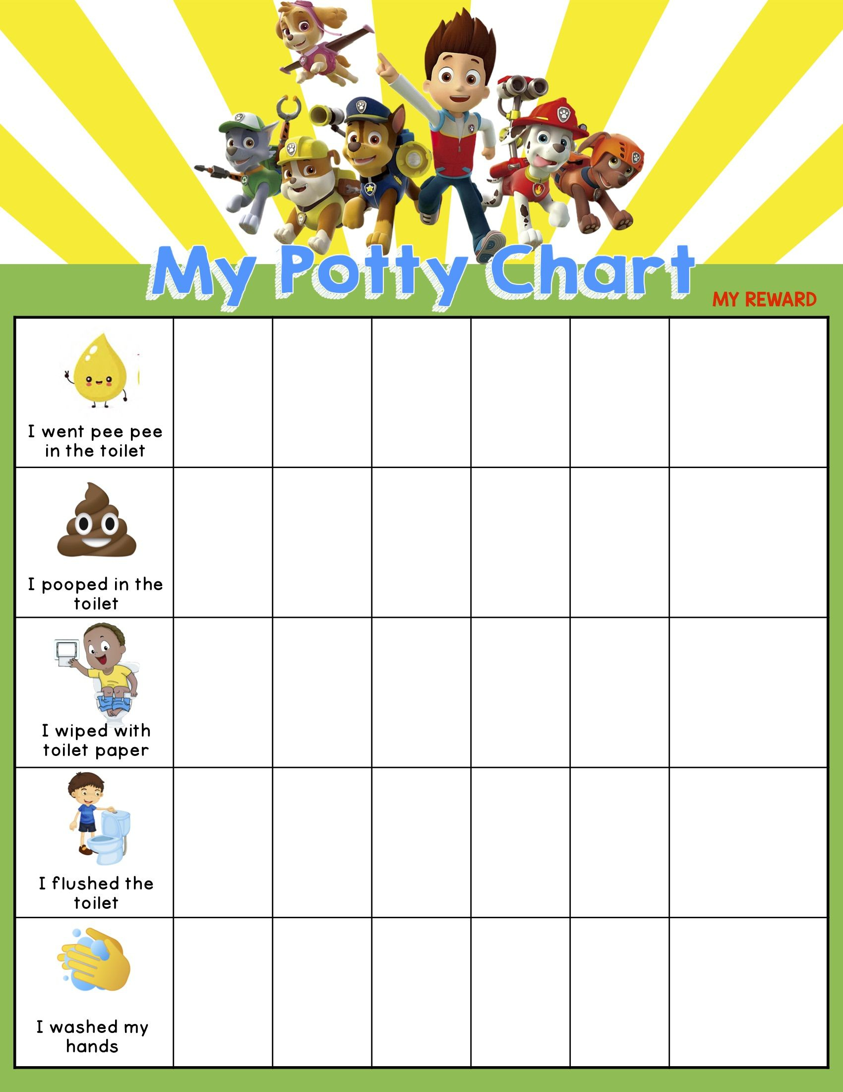 7 Potty Training Chart Ideas | Potty Training Chart, Potty regarding Free Printable Paw Patrol Potty Chart Printable