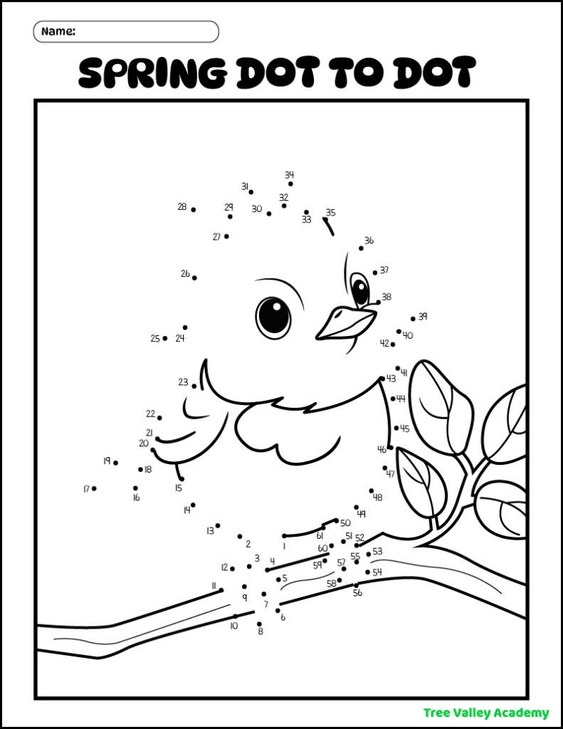 8 Spring Connect The Dots Coloring Pages - Tree Valley Academy with Spring Dot To Dot Free Printables