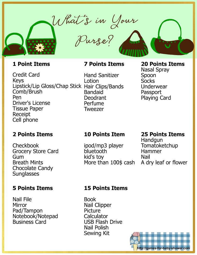 9 Free Printable What&amp;#039;S In Your Purse Games - Fun Party Pop throughout What&amp;amp;#039;s in Your Purse Game Printable Free