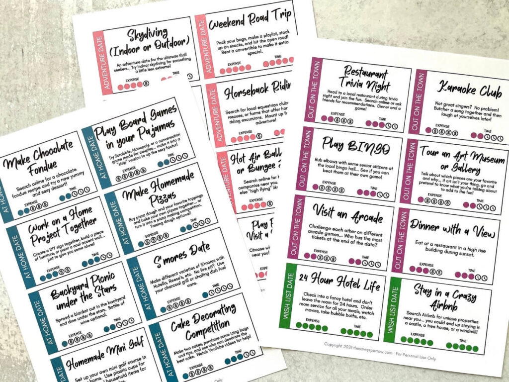 94 Date Night Ideas To Add To Your Date Jar - Free Printable List regarding Printable Date Night Jar