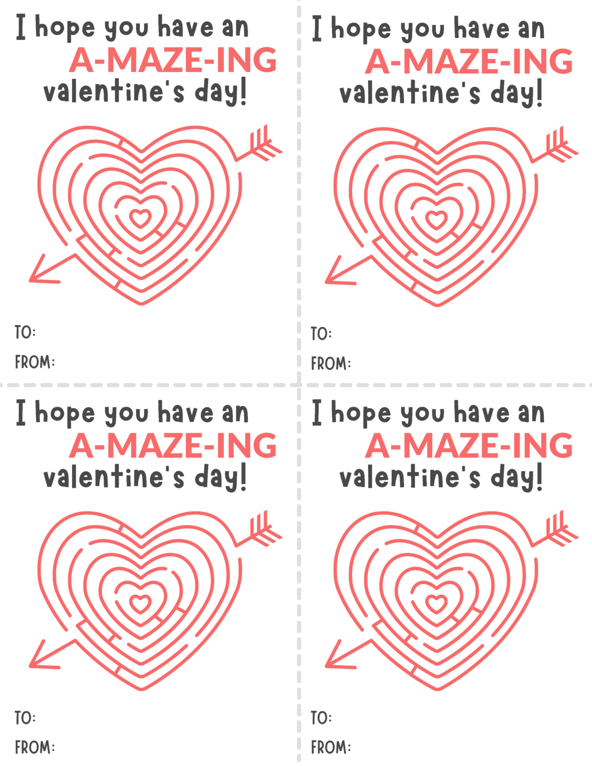A-Maze-Ing Valentine&amp;#039;S Day Free Printable Cards For Kids regarding Free Printable Valentines Maze