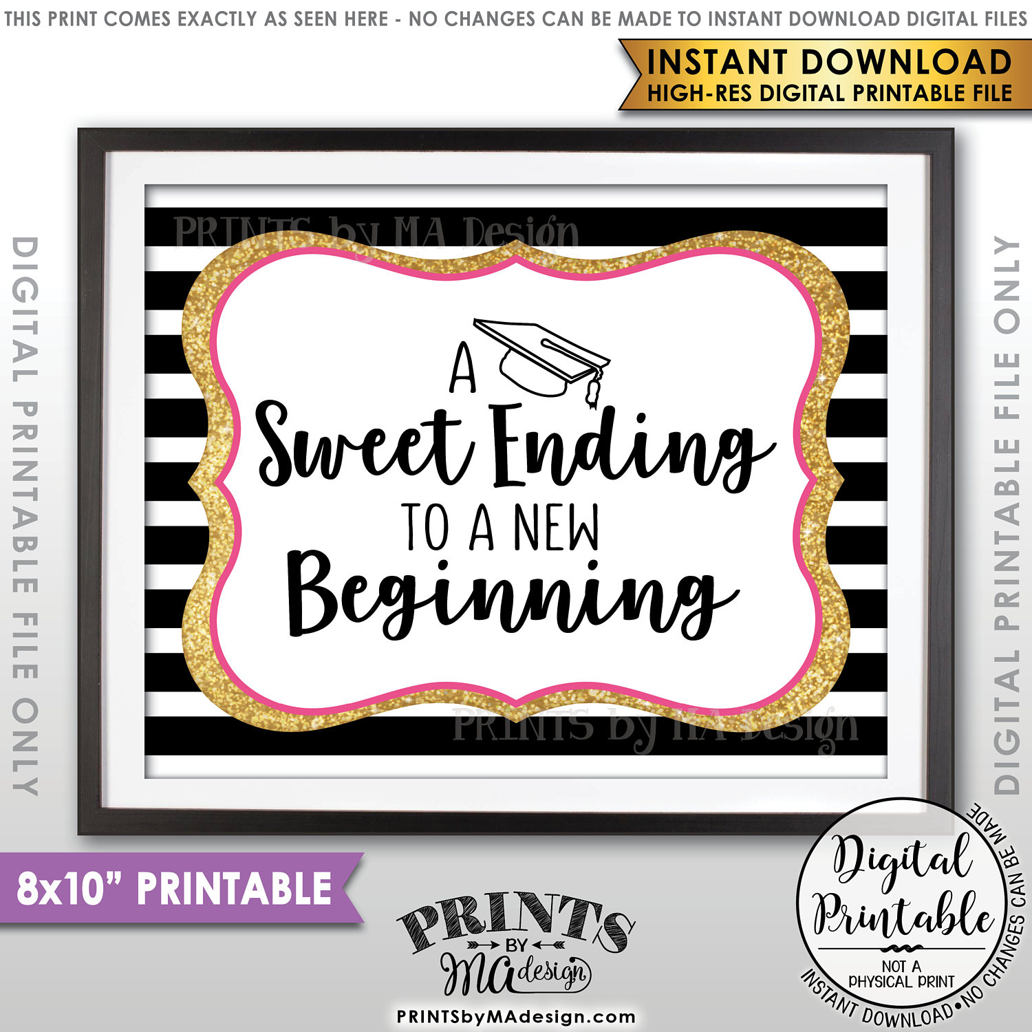 A Sweet Ending To A New Beginning Graduation Sign, Graduation regarding A Sweet Ending to a New Beginning Free Printable