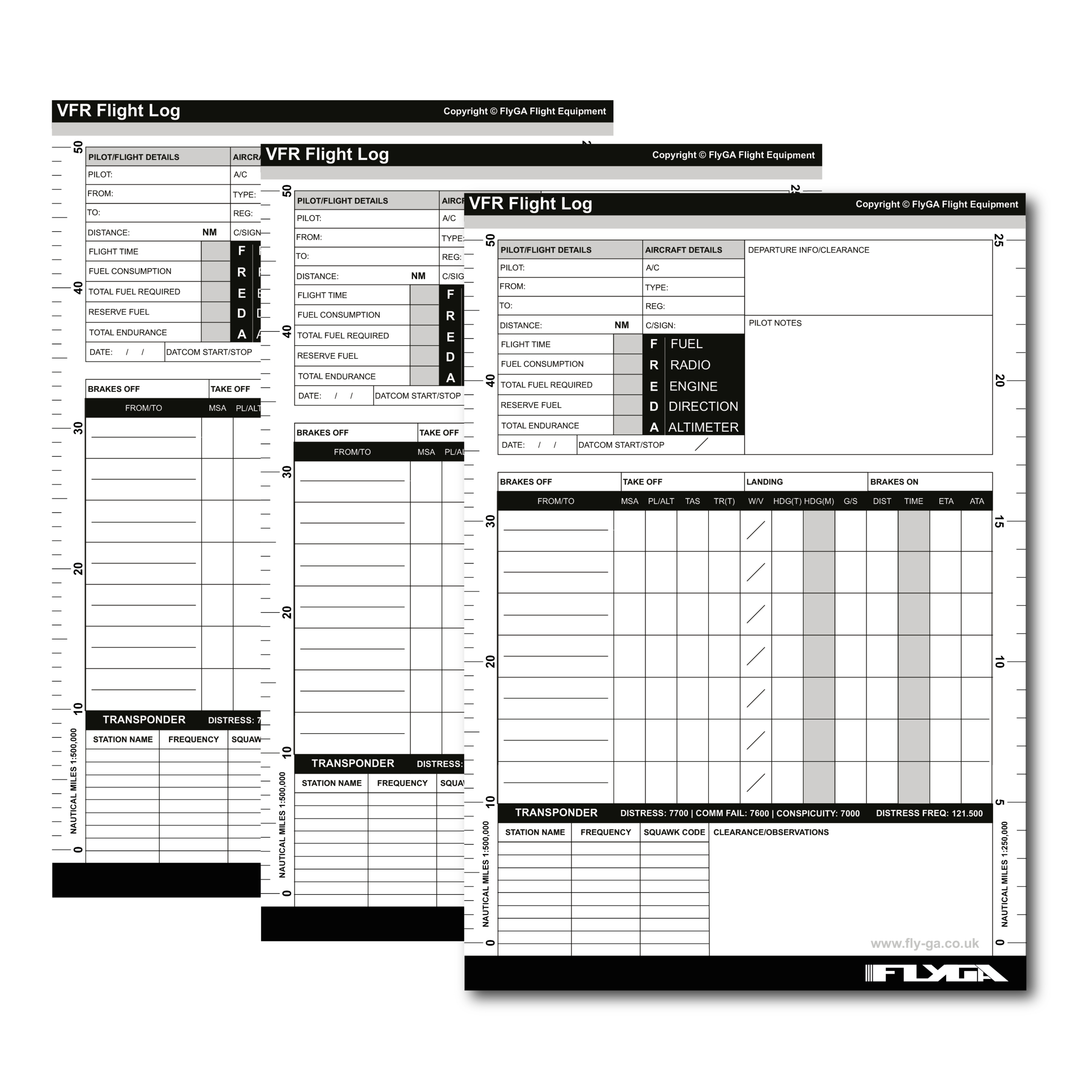 A5 Vfr Pilot Log Pad (50 Page Plog) — 3 Pack – Flyga with Printable Vfr Navigation Log