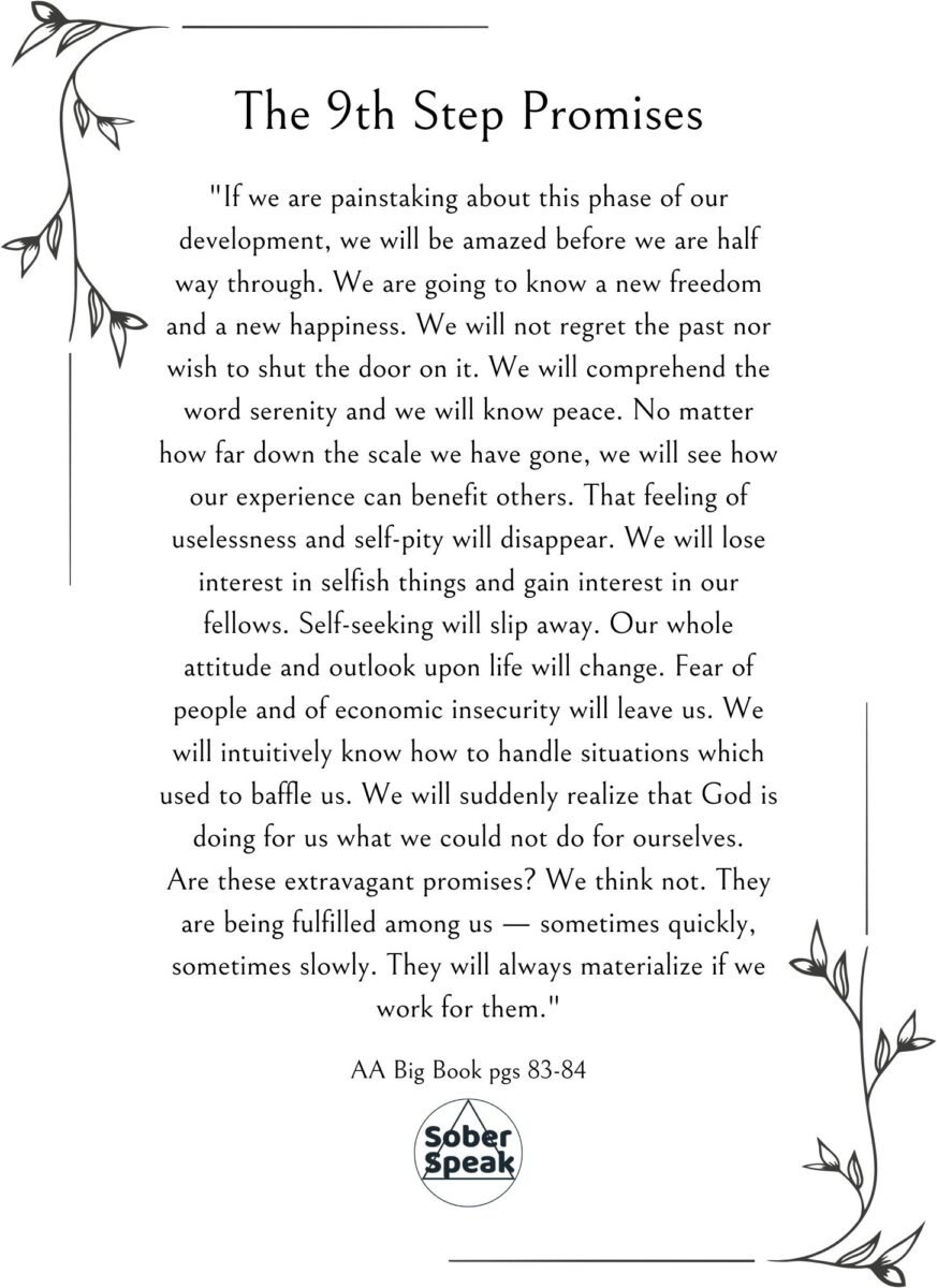 Aa Promises Printable Pdf (Alcoholics Anonymous) | Sober Speak within Free Printable Aa Promises