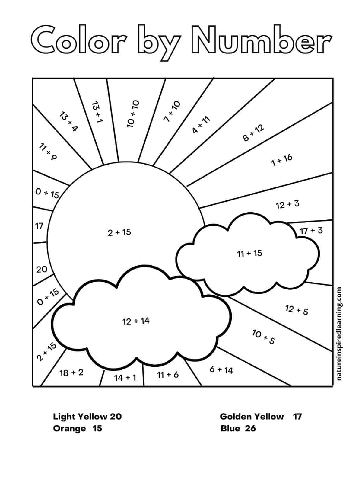 Addition Colornumber Worksheets - Nature Inspired Learning for Color By Addition Worksheet Printable