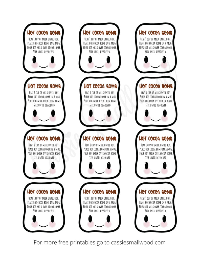 Adorable Hot Chocolate Bomb Labels (Free Printable) - Cassie Smallwood inside Free Printable Hot Cocoa Bomb Tags